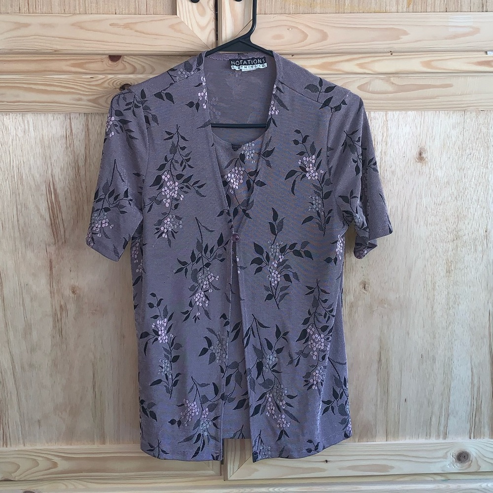 Notations purple printed dressy shirt size M